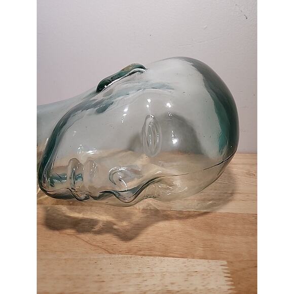 SOLD Mannequin Head Clear Green Tinted Glass 11 Inch Wig Hat Display Thick - Picture 7 of 7